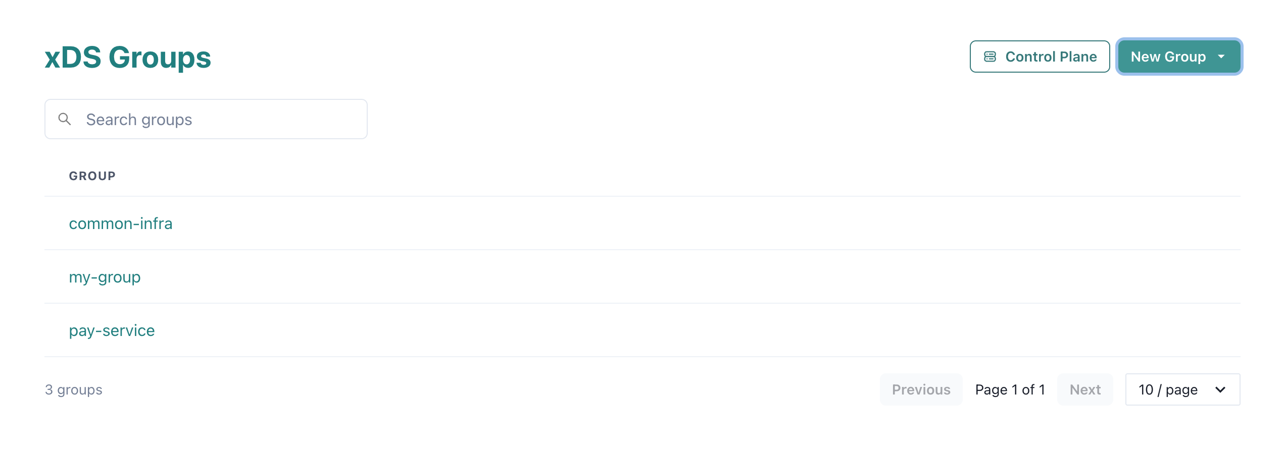 xDS group list